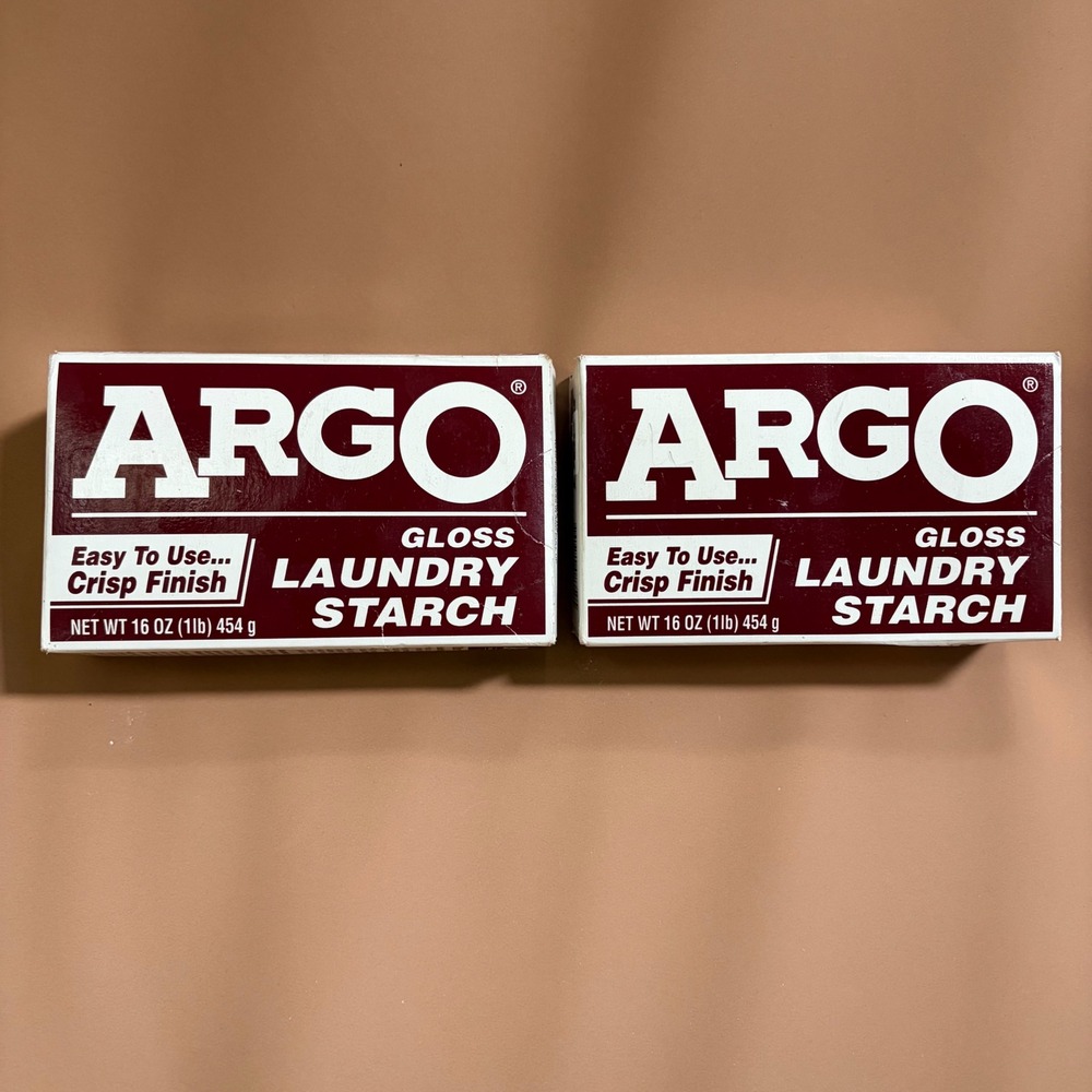 Argo Gloss Laundry Starch 16 oz Boxes Lot of 2 NOS Brown Box